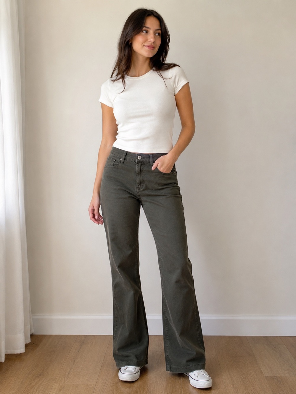 Lee Platinum Relaxed Fit Olive Green Bootcut Stretch Pants | Size 12